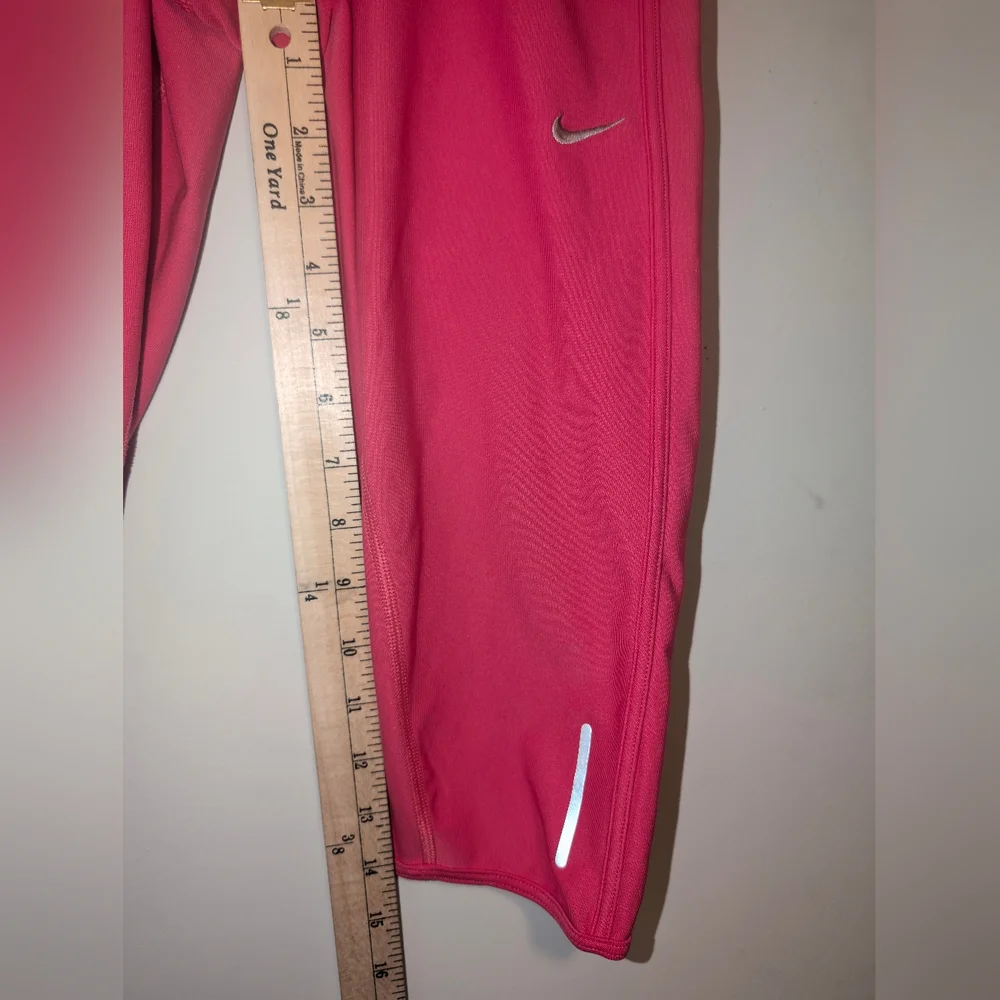 Nike Women's Cropped Dri-Fit Leggings Pink & Orange W/ Zip Pocket & Drawstring - Picture 7 of 16